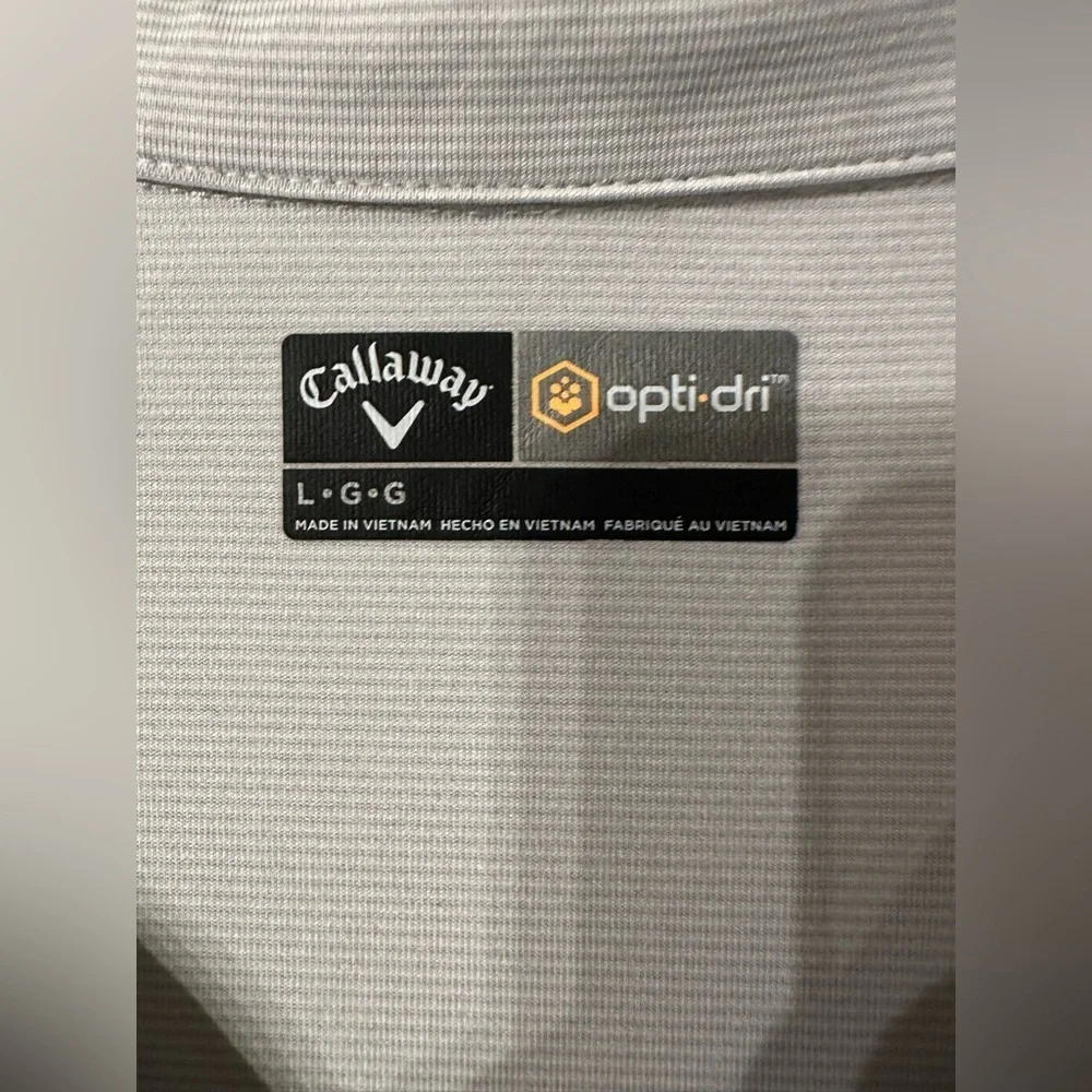 Callaway Golf Polo Shirt Men’s Large Gray White Performance Stripe Short Sleeve